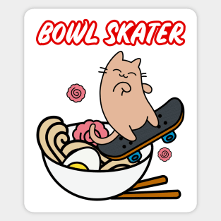 Ramen Bowl Skater Cat Skateboarding Bowl Sticker